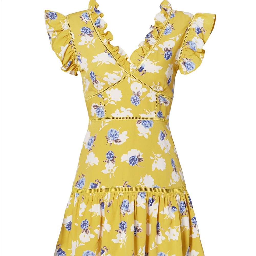 Yellow floral ruffle dress - Picture 2 of 4